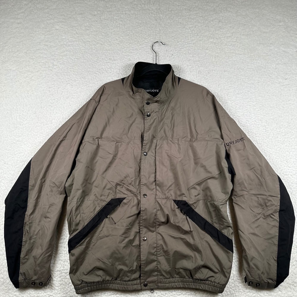 FootJoy DryJoys Golf Jacket Brown Black Full Zip Vented Windbreaker Mens L